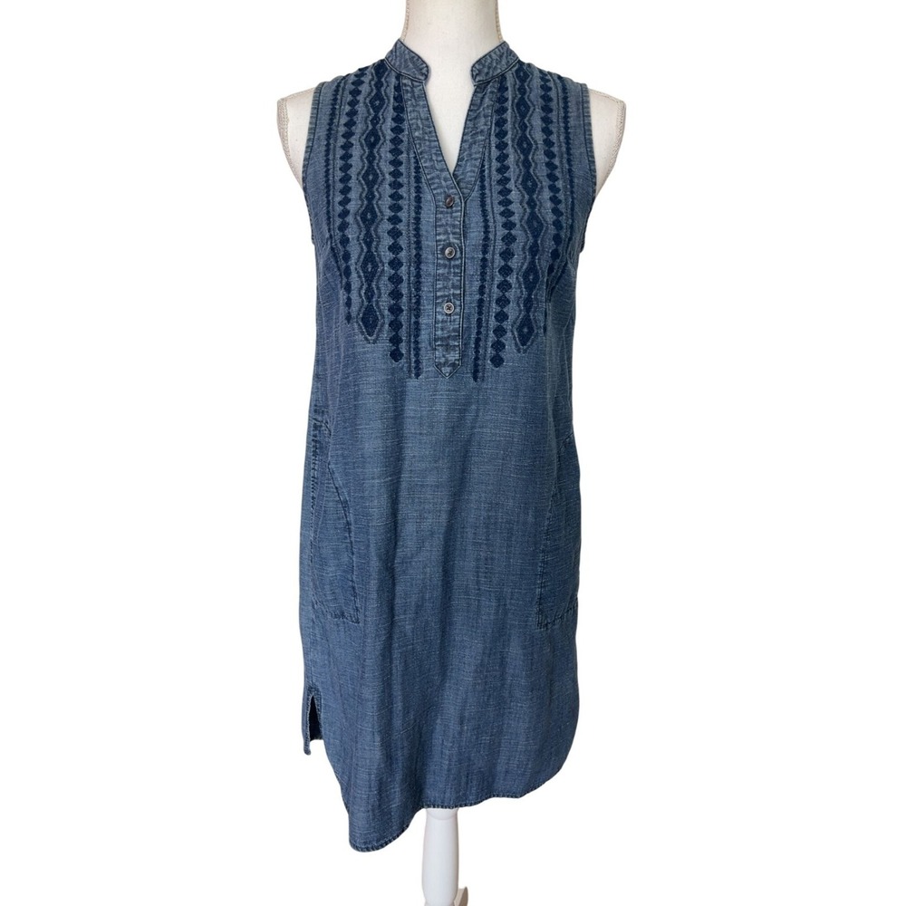 J. Jill linen blend denim look tunic dress size XS